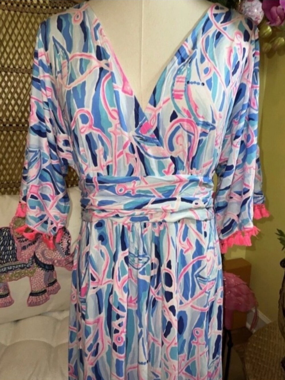 Lily Pulitzer Blue & Pink Printed Maxi Skirt - Picture 2 of 5